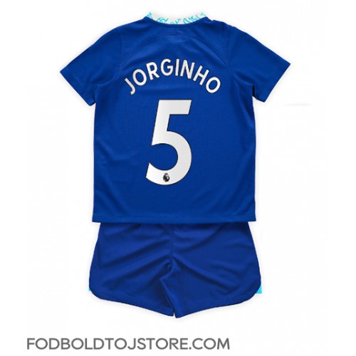 Chelsea Jorginho #5 Hjemmebanesæt Børn 2022-23 Kortærmet (+ Korte bukser)